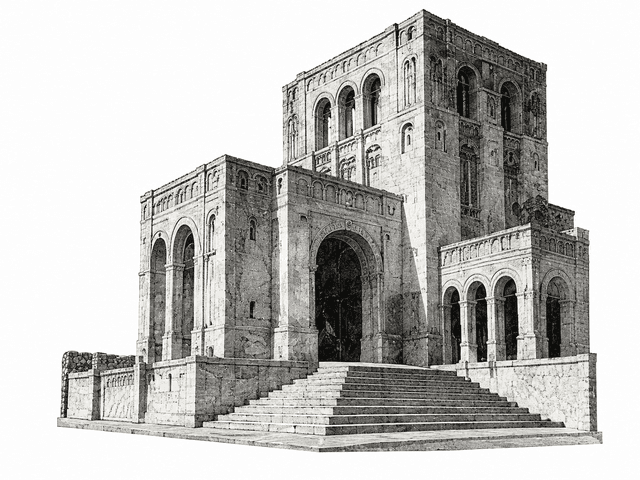 Architectural classical archway engraving